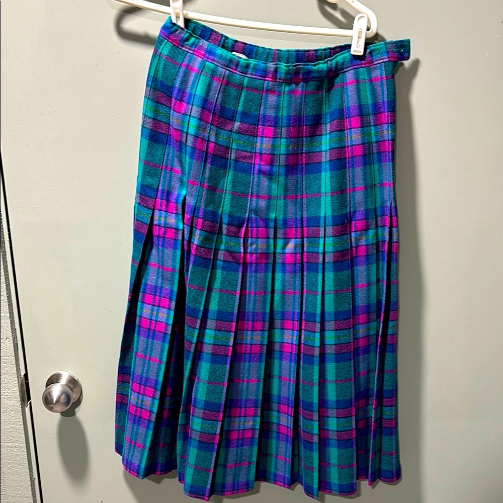 Pendleton Green, Blue and Pink Pleated Skirt